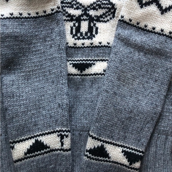 Aritzia TNA Sea To Sky Lambswool Chunky Knit Zip Sweater Medium Nordic Fair Isle - Picture 12 of 14